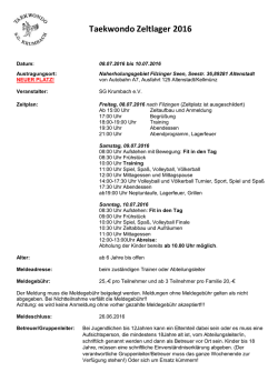 Ausschreibung Zeltlager 2016