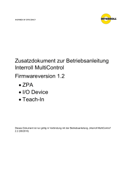 Zusatzdokument zur Betriebsanleitung Interroll MultiControl