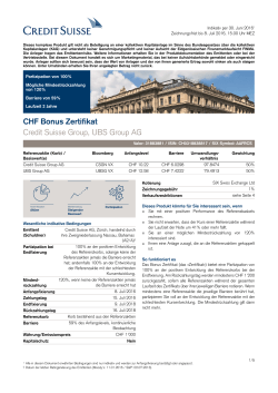 CHF Bonus Zertifikat Credit Suisse Group, UBS Group AG