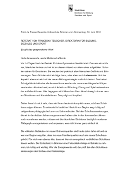 Referat Gemeinderätin Franziska Teuscher