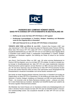 hudson`s bay company k&uuml;ndigt erste saks fifth avenue off 5th