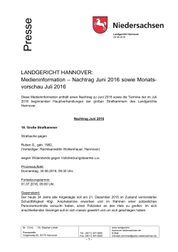 73-16 Vorschau Juli 2016 - Landgericht Hannover