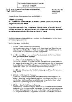 Änderungsantrag der Fraktionen von SPD und BÜNDNIS