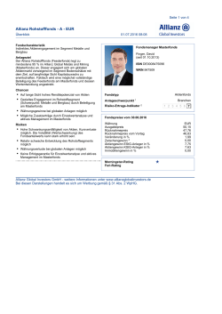 Allianz RCM Rohstoffonds A - Factsheets 06/2016