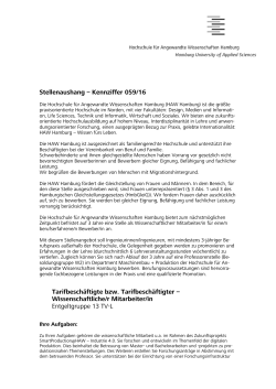 Wissenschaftliche/r Mitarbeiter/in - 059/16 EG 13