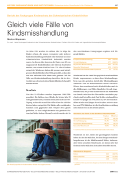 Gleich viele F&auml;lle von Kindsmisshandlung
