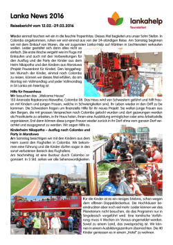 Reisebericht 2016 - Stiftung Lanka Help