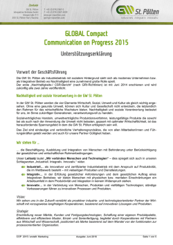 GLOBAL Compact Communication on Progress 2015
