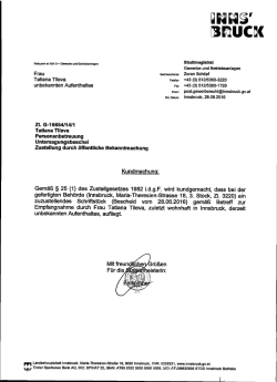 Zustellung durch öffentl. Bekanntmachung, Tatiana Tileva, Gz. G