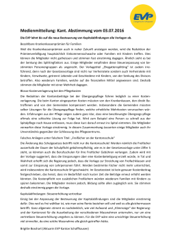 Medienmitteilung: Kant. Abstimmung vom 03.07.2016