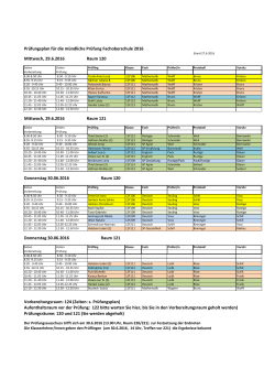Prüfungsplan für die mündliche Prüfung Fachoberschule 2016