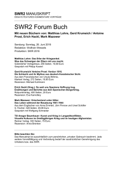 SWR2 Forum Buch vom 30.11.2014