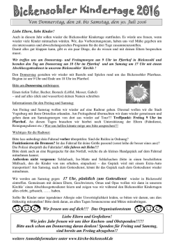 Info Kindertage 2016 -Vorabinfo