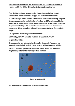 Einladung Projektwoche 2016 - Kopernikus Realschule Hennef