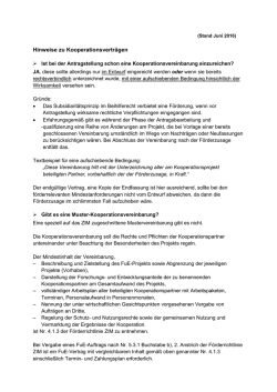Hinweise zu Kooperationsvertr&auml;gen