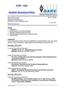 Nr 01 / 2016 Inhalt Samstag, 25.6.2016 Sonntag, 26.6.2016