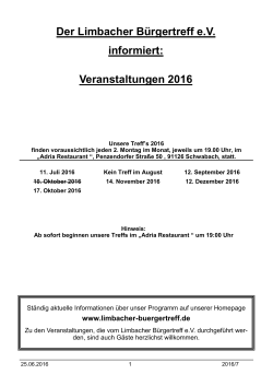 Veranstaltungen - Limbacher Bürgertreff e.V.