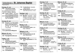 Gottesdienste in St. Johannes Baptist