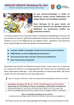 INKLUSIV KREATIV Workshop f&uuml;r alle!