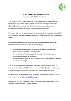 BOKU Administration Award 2016 Der Preis für MitarbeiterInnen, die