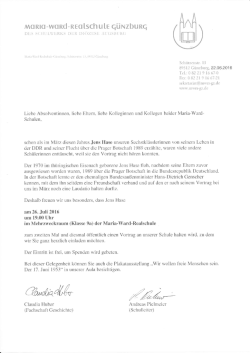 Elternbrief zum Vortrag von Herrn Hase - Maria-Ward