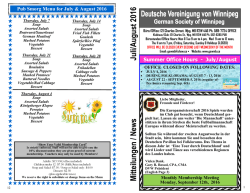 July/August 2016 Newsletter - German Society of Winnipeg