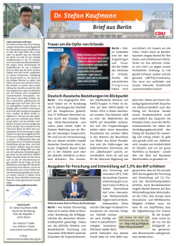 Dr. Stefan Kaufmann Brief aus Berlin