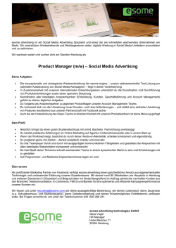 Product Manager (m/w) – Social Media Advertising
