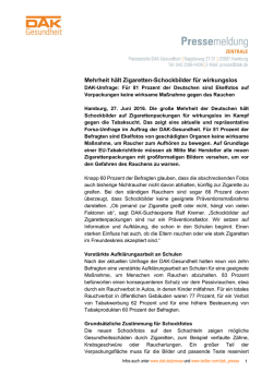 Mehrheit hält Zigaretten-Schockbilder für - DAK