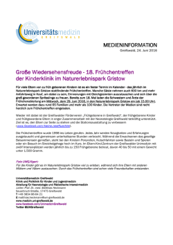 Gro&szlig;e Wiedersehensfreude - in der Universit&auml;tsmedizin Greifswald