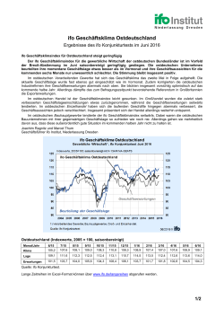 ifo Gesch&auml;ftsklimaindex f&uuml;r Ostdeutschland steigt geringf&uuml;gig