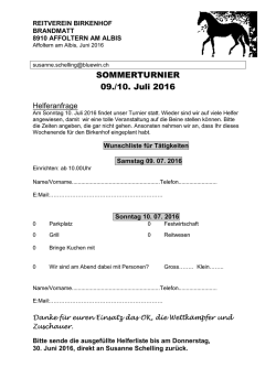 Helferanfrage Sommerturnier 2016
