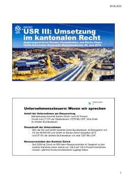 USR III: Umsetzung im kantonalen Recht