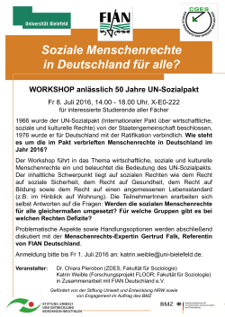 "Soziale Menschenrechte in Deutschland für alle?" Workshop am 8