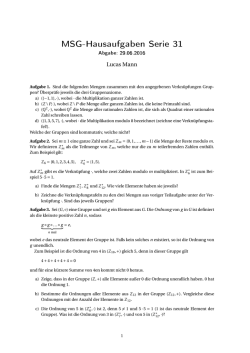 MSG-Hausaufgaben Serie 31 - Mathematik und ihre Didaktik