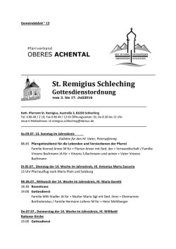 Gottesdienst-Ordnung und Informationen des