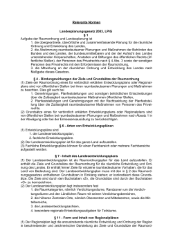 Relevante Normen Landesplanungsgesetz 2003, LPlG § 1 Aufgabe