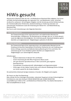 HiWis gesucht - Film- und Medienforum Rheinland