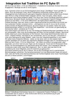 Integration hat Tradition im FC Syke 01
