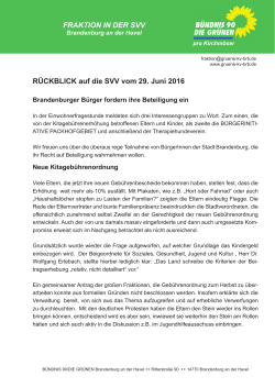 FRAKTION IN DER SVV RÜCKBLICK auf die SVV vom 29. Juni 2016