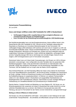 Iveco und Uniper er&ouml;ffnen erste LNG-Tankstelle f&uuml;r LKW
