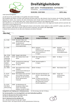 Dreifaltigkeitsbote - Kirchengemeinde Hl. Dreifaltigkeit Hunteburg