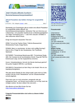 Jetzt Urlaubs-eBooks bunkern - Sommerlesewochenpreisaktion!