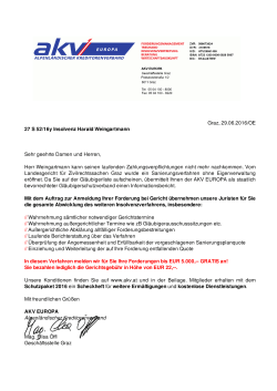Graz, 29.06.2016/OE 27 S 52/16y Insolvenz Harald Weingartmann