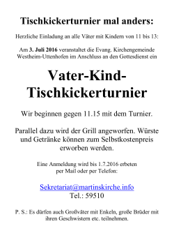 Vater-Kind- Tischkickerturnier - Evang. Kirchengemeinde Westheim