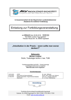 Intoxikationen in der Praxis - &Auml;rztlicher Kreisverband Ingolstadt