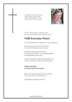 Ernestine Polzer, Siedlung Schönere Zukunft, † 27.6.2016
