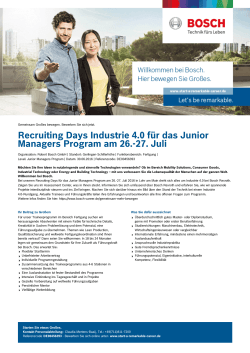 Recruiting Days Industrie 4.0 für das Junior Managers