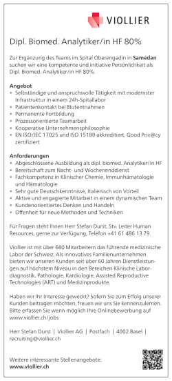 Dipl. Biomed. Analytiker/in HF 80%