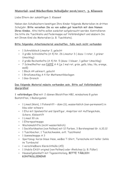 Material- und Bücherliste Schuljahr 2016/2017, 3. Klassen